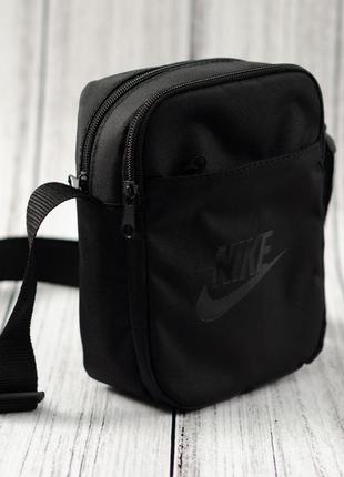 Стильна спортивна сумка месенджер nike black logo через плече чоловіча барсетка на 4 відділи