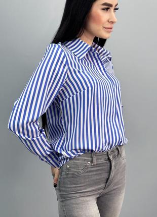 Стильная трендовая рубашка с длинными рукавами в полоску "sail" 🔥5 фото
