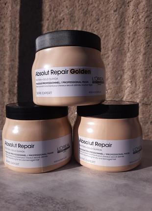 Loreal professionnel serie expert absolut repair gold quinoa +protein mask 500 ml маска для интенсивного восстановления поврежденных волос1 фото