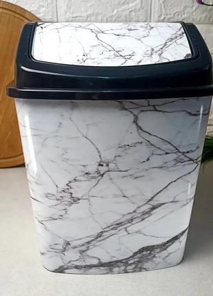 Пластиковое ведро с клапаном для пищевых и других отходов elif белый мрамор объемом 7 л