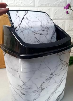 Пластиковое ведро с клапаном для пищевых и других отходов elif белый мрамор объемом 7 л