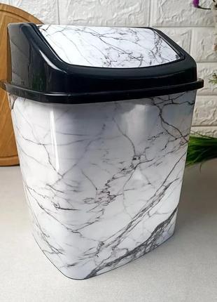 Пластиковое ведро с клапаном для пищевых и других отходов elif белый мрамор объемом 7 л