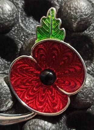 Брошь красный мак памяти / remembrance poppy, эмаль / металл