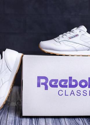 Распродажа! reebok classic кроссовки белые женские кожаные отличное качество весенние осенние демисезонные демисезонные низкие4 фото