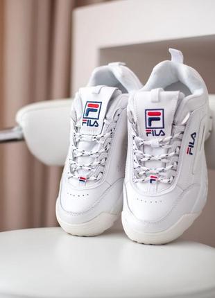 Распродажа! fila disruptor кроссовки женские кожаные отличное качество белые на танкетке весенние осенние демисезонные демисезонные отменное качество низкая кожа7 фото