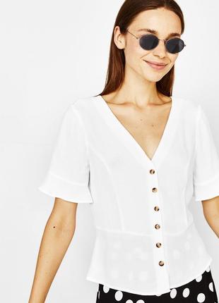 Віскозний, білосніжний, топ на пуговках bershka, розмір м-с