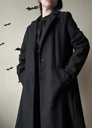 Базовое черное пальто миди классическое пальто винтаж стиль2 фото
