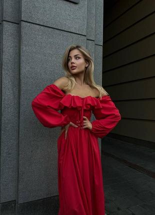 Шикарное красное платье, длинное платье с открытыми плечами