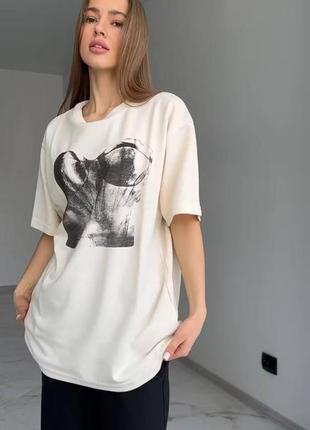 Трендовая женская футболка оверсайз "рентген"2 фото
