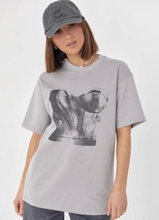 Трендовая женская футболка оверсайз "рентген"4 фото