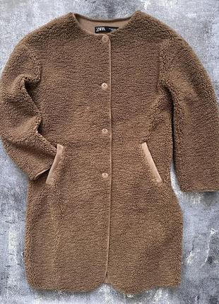 Zara пальто, куртка, лёгкая шубка тедди, шуба5 фото
