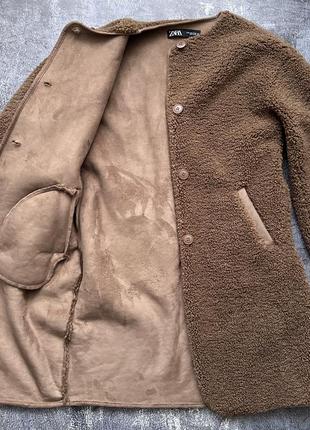Zara пальто, куртка, лёгкая шубка тедди, шуба10 фото