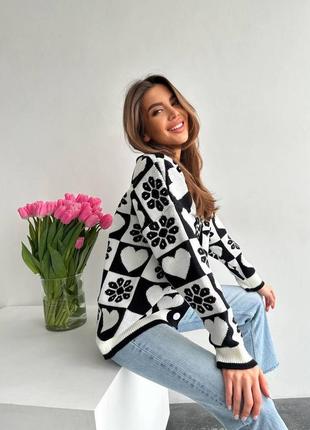 Теплый кардиган женский кофта вязаный s/m/l/xl, 50% шерсть, 50% акрил, черный2 фото