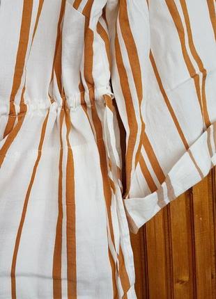 Якісне смугасте міді плаття сорочка h&m з льону, віскози і ліоцелла.8 фото