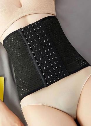 Корсет післяпологовий, жироспалюючий, стягуючий пояс чорний, 6 рівнів зачепів