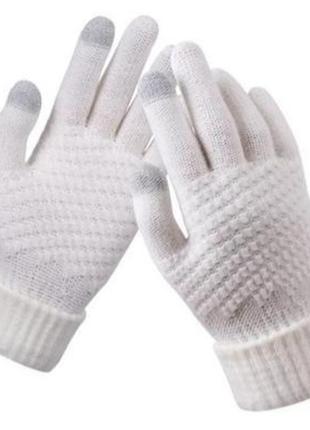 Теплі рукавички для сенсорних екранів із плетінням1 фото