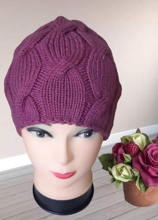 Шапка тёплая в косы, ручная работа