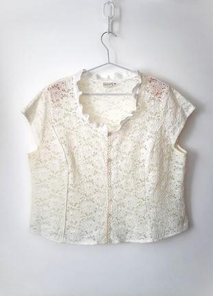 Красива мережива блуза біла з короткими рукавами повсякденна/ошатна жіноча