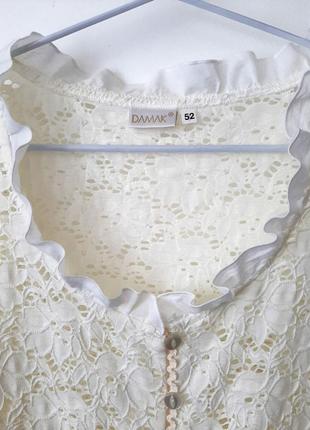 Красивая кружевная блуза белая с короткими рукавами повседневная/нарядная женская4 фото