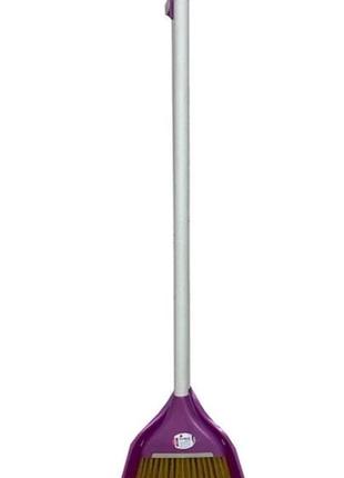 Веник угловой фиолетовый с совком zambak broom с длинной ручкой, для пола, для уборки1 фото