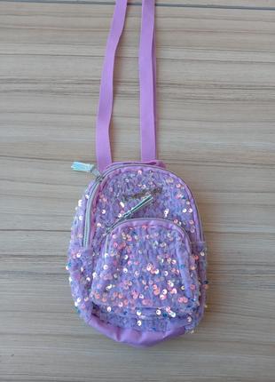 Мини-сумка-рюкзак bebe girls от love2design с фиолетовым велюром и блестками1 фото