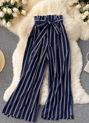 Брюки кюлоти сині в полоску