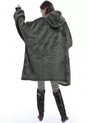 Толстовка плед із рукавами та капюшоном huggle hoodie оверсайз тепле худі жіноча худі3 фото