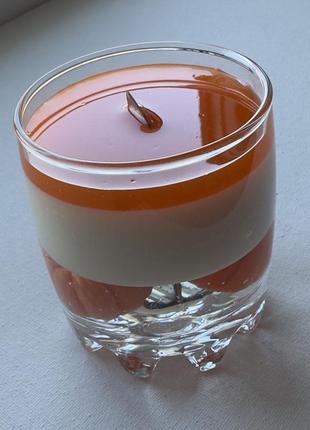Свічка «гарбузове суфле» із соєвого воску та свічкового гелю, декор гарбуз із воску внизу свічки, вага свічки 160 г3 фото