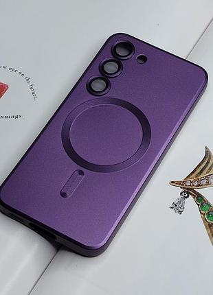 Чехол для samsung s23 plus. фиолетовый матовый цвет, с защитой камеры