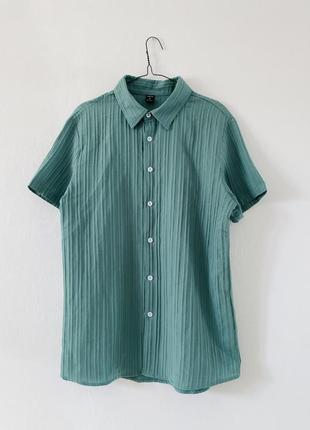 Зеленая рубашка с коротким рукавом shein
