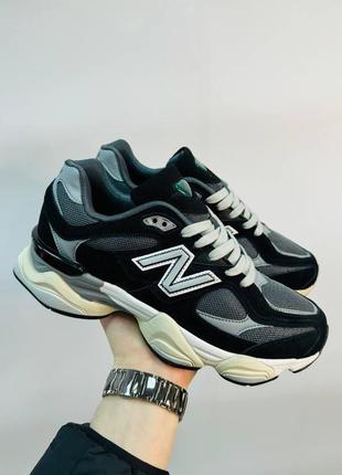 Чоловічі кросівки new balance 9060 чорні нью баланс весняні осінні замшеві (b)