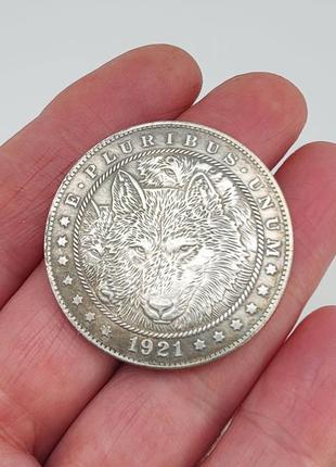 Монета сувенирная "волк" (цвет - античное серебро) арт. 04564