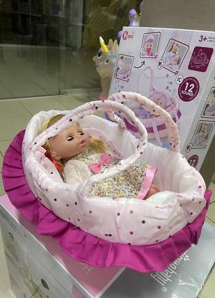Пупс функціональний, ліжечко, п'є з пляшечки, ходить на горщик, аксесуарами лялька малюк, новонароджений,