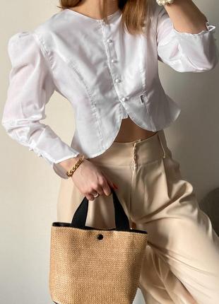 Винтажная белая блуза из хлопка