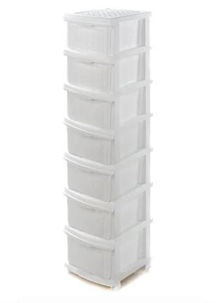 Комод пластиковий 7 ящиків білий 146*40*34 см r-plastic "компакт плюс" 7 ярусів для організації