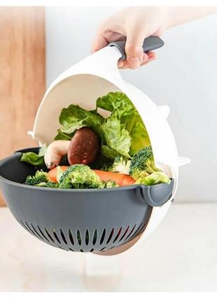 Тертка-овочерізка basket vegetable cutter багатофункціональна з контейнером біло-чорна 7 насадок3 фото