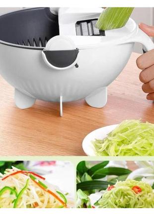 Терка-овощерезка basket vegetable cutter многофункциональная с контейнером бело-черная 7 насадок5 фото