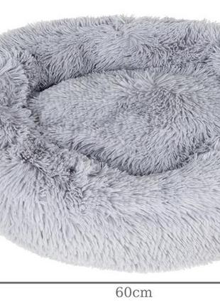 Лежанка для собак purlov 60 см - серая, мягкая подушка для животных, кровать для животных5 фото