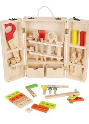 Набор детских инструментов деревянный в чемоданчике kruzzel3 фото