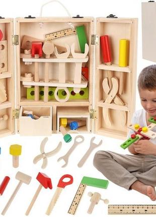 Набор детских инструментов деревянный в чемоданчике kruzzel10 фото