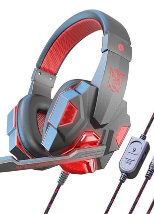 Наушники игровые soyto sy830mv gaming с подсветкой и микрофоном красные
