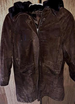Коричнева курточка замша saki leather р36