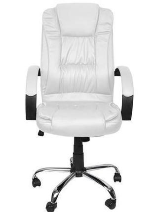 Компьютерное офисное кресло с эко кожи malatec 8984 белое2 фото
