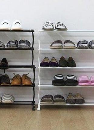 Устойчивая подставка органайзер для хранения обуви shoes shelf на 15 пар белый4 фото