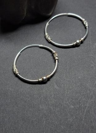 Серебряные серьги кольца крупные