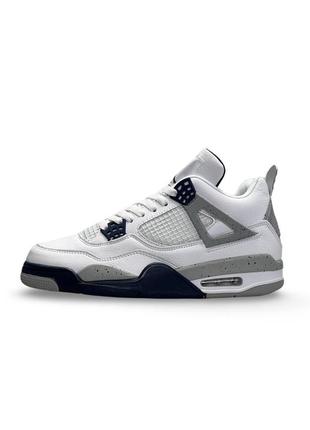Чоловічі кросівки nike air jordan 4 retro білі із синім найк джордан шкіряні весняні осінні (b)