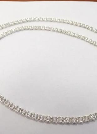 Серебряная цепочка арабский бисмарк с белыми камнями
