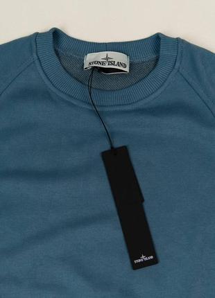 Мужской свитшот stone island синий весенний осенний кофта без капюшона стон айленд с патчем (b)4 фото