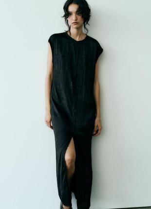 Сатиновое платье средней длинны с жатым эффектом6 фото