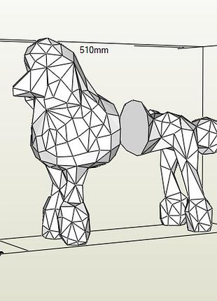 Paperkhan 3d конструктор з картону полігональна велика фігура собака пудель з двох частин декор інтер'єрна скульптура на стіну